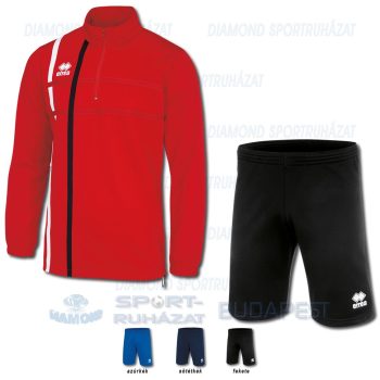 ERREA MAXIM & CORE SET cipzáras nyakú edző melegítő felső + bermuda nadrág SZETT - piros-fehér-fekete