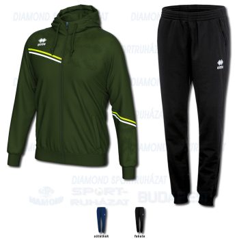ERREA EBER & VANESSA WOMAN SET kapucnis-cipzáras szabadidő melegítő felső + női nadrág SZETT - katonai zöld-UV zöld-fehér